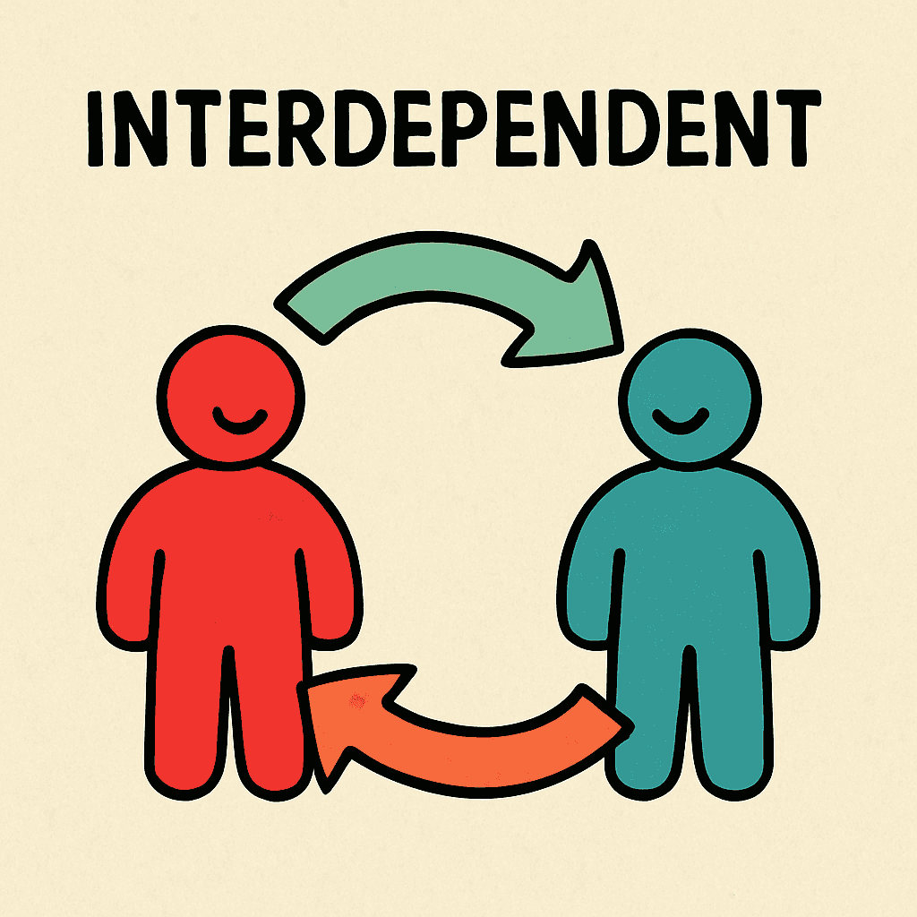 interdependent meaning and examples thumbnail