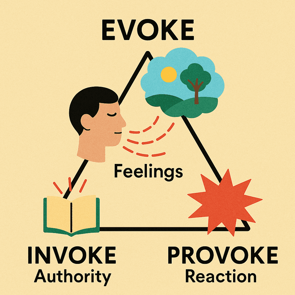 evoke, invoke, provoke comparison