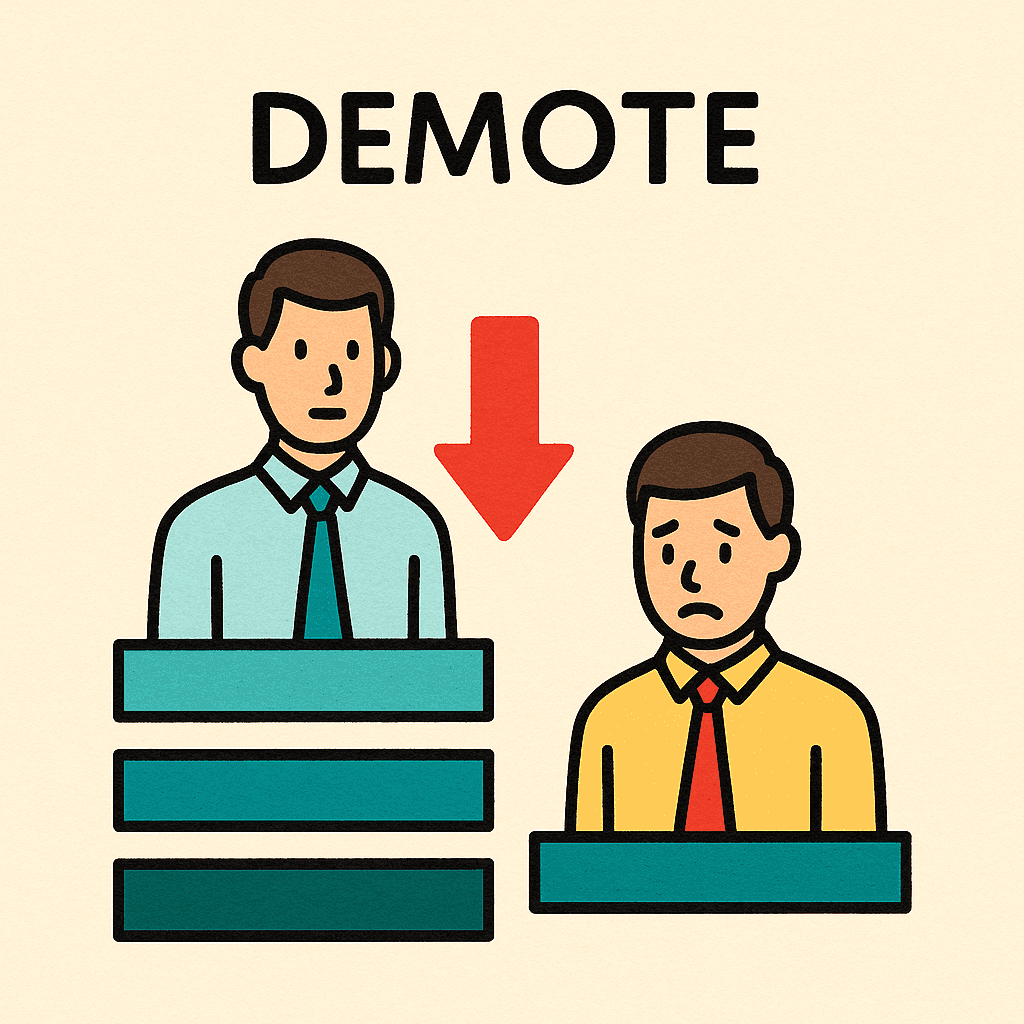 demote meaning and examples thumbnail
