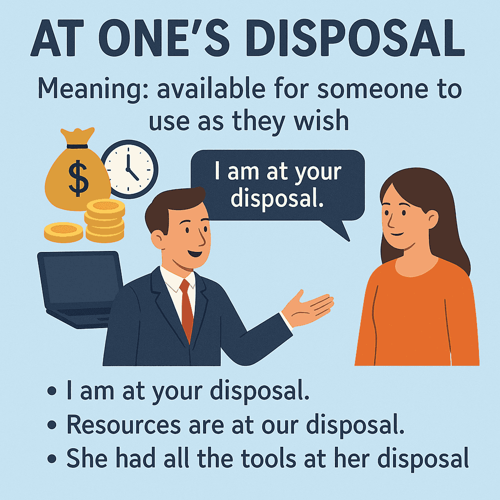 at one's disposal meaning and examples