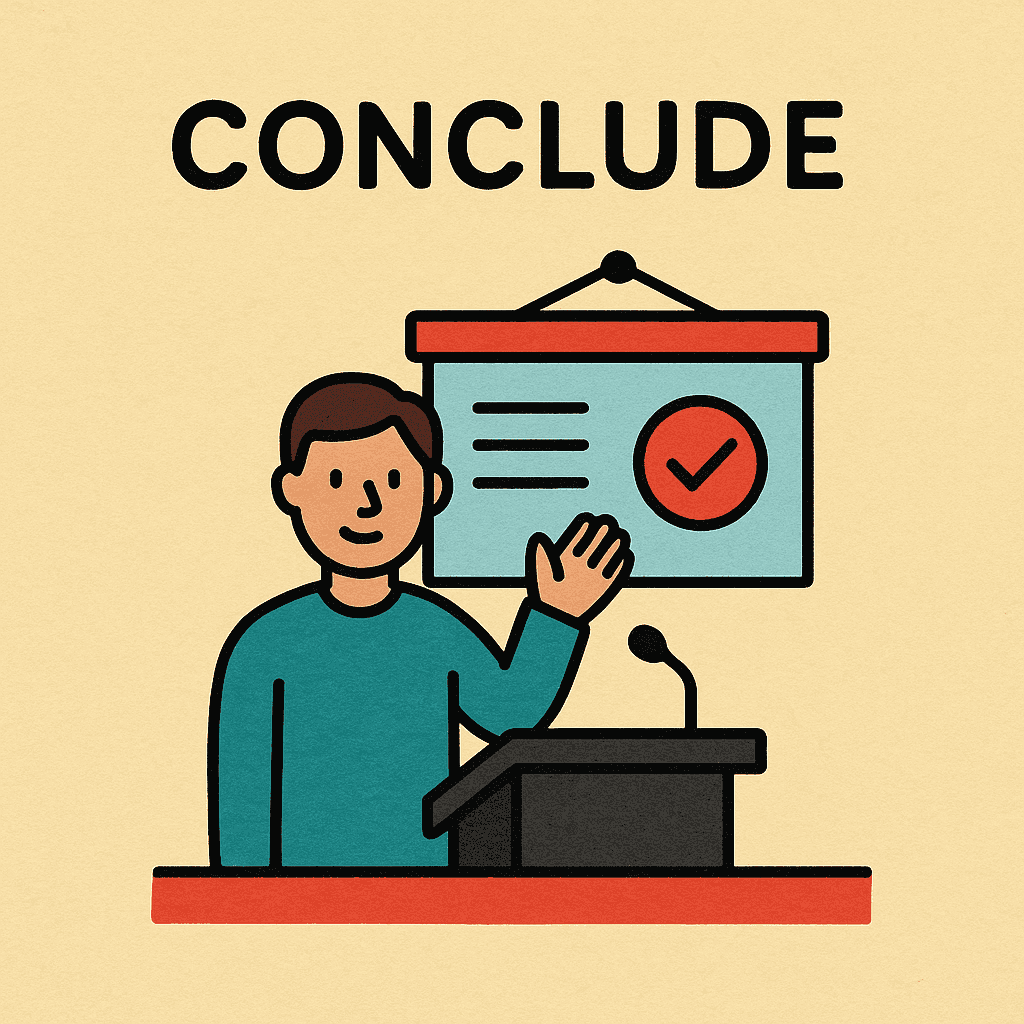 conclude meaning and examples thumbnail