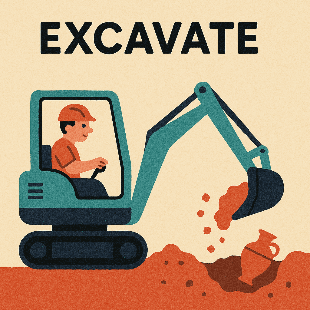 excavate meaning and examples thumbnail